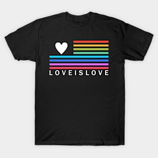 USA LGBT Pride-  American Flag Style Love is Love Design T-Shirt